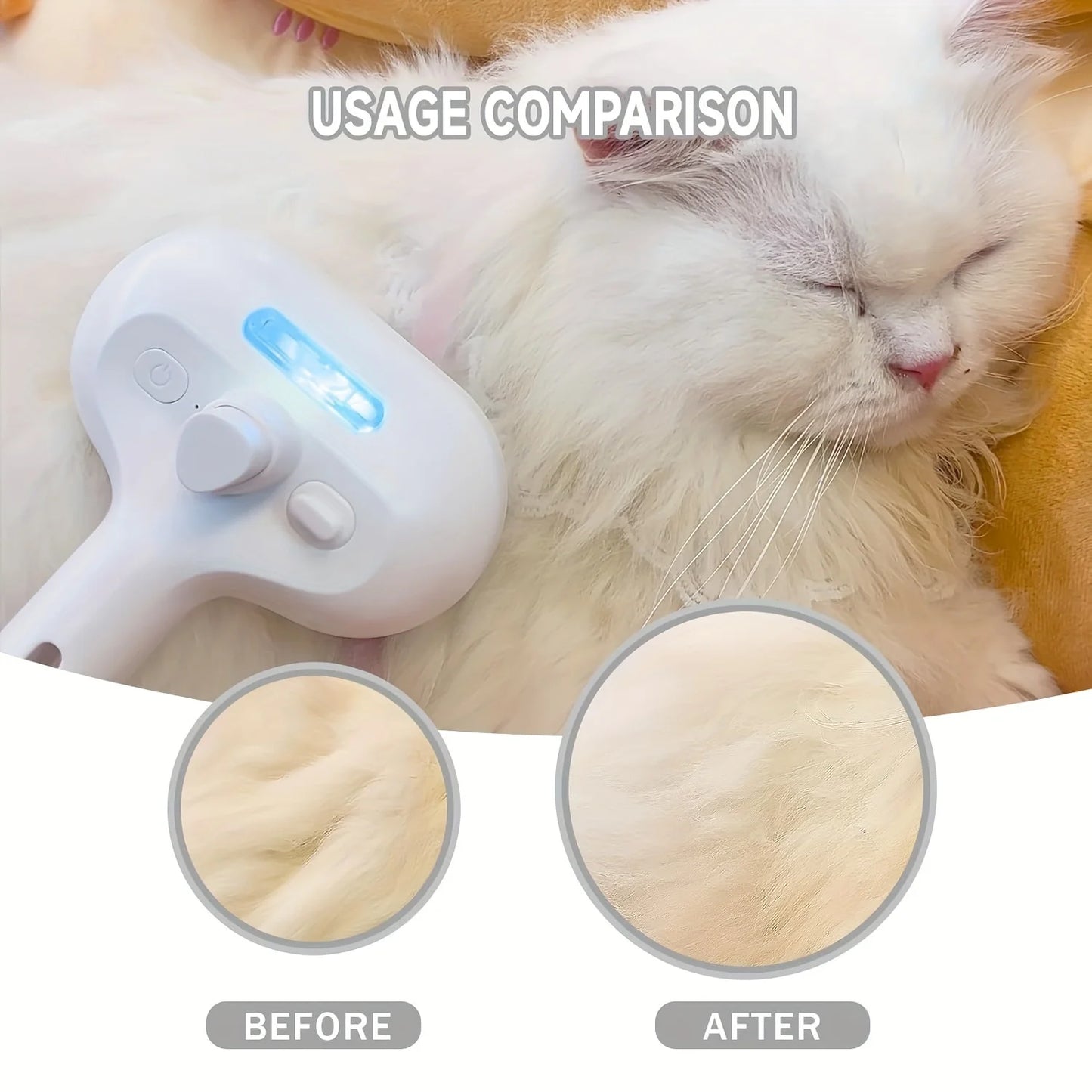 Escova Grooming com Umidificador de Névoa para Cães e Gatos