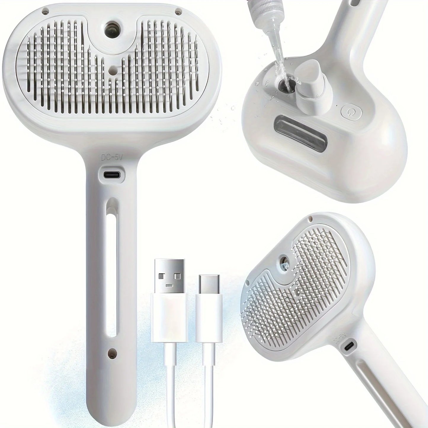 Escova Grooming com Umidificador de Névoa para Cães e Gatos
